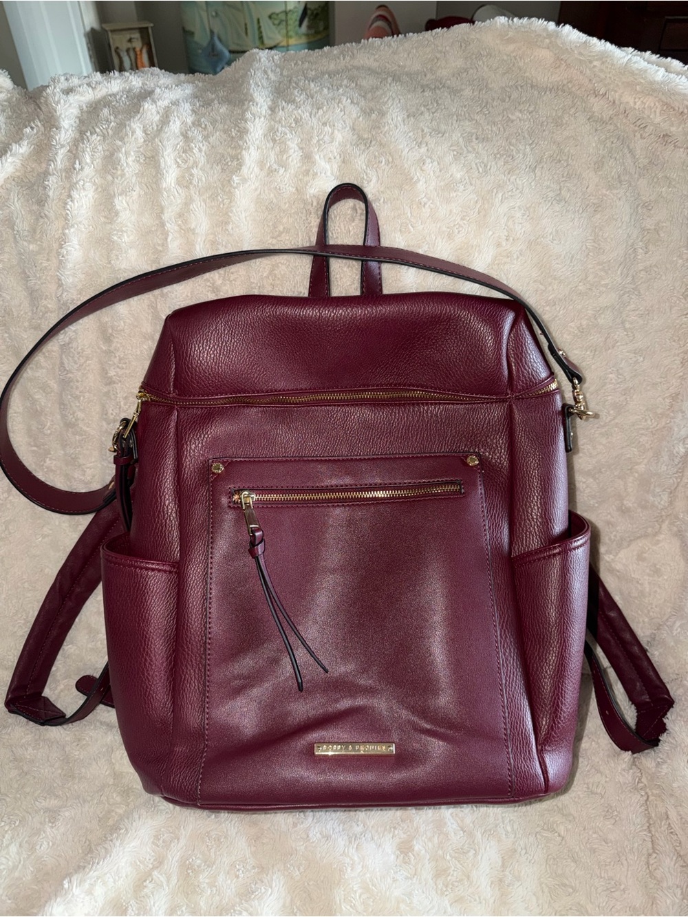Poppy & Peonies Commuter Backpack in Berry - Read details carefully